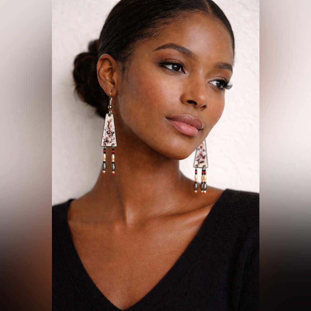 Abstract Artisan Splatter Dangle Earrings